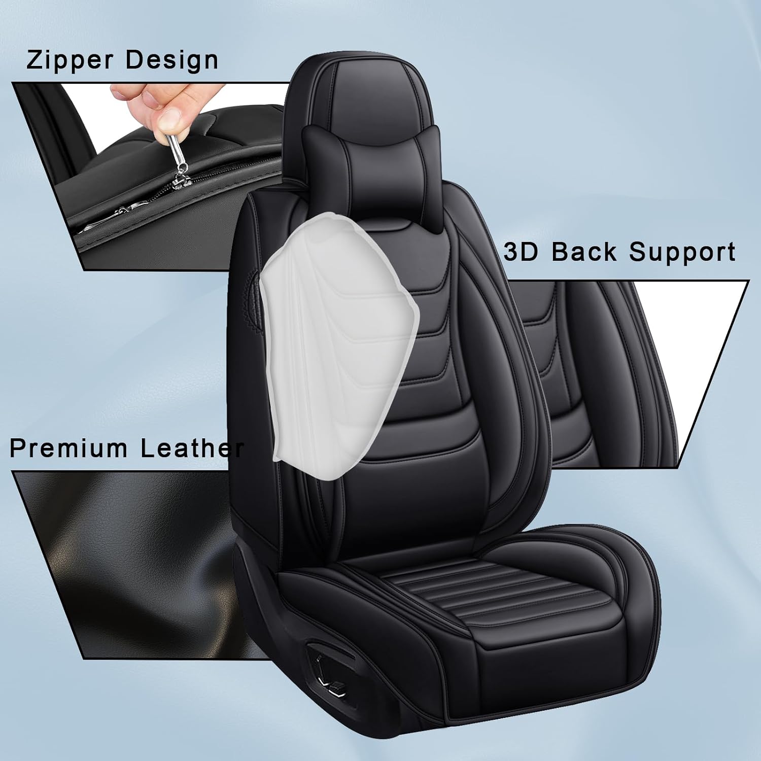 JWLK Seat Covers for Buick Envision 2016-2026, Family Seat Covers for Cars, Non-Slip, Airbag Compatible Vehicle Cushion, Waterproof & Easy-Clean(Luxury 5 Seats, Black)