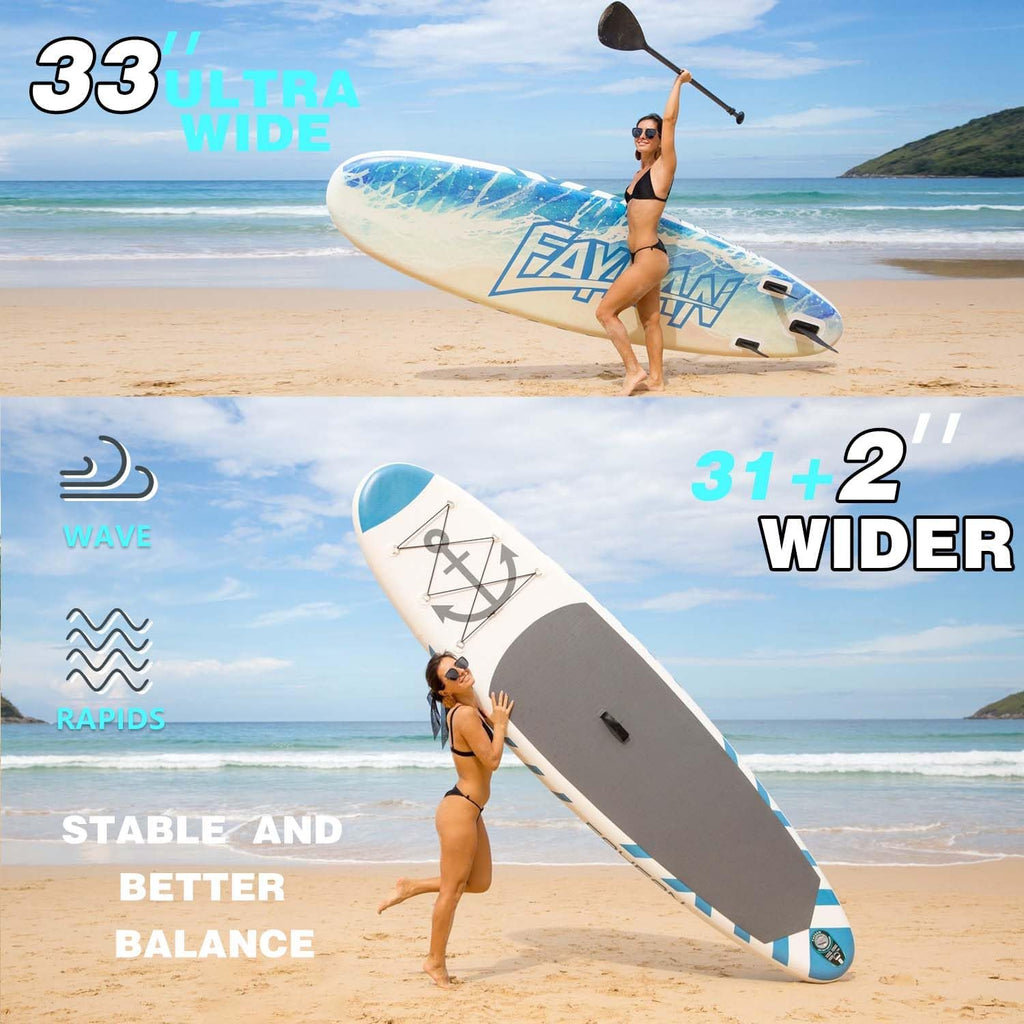 Inflatable Paddle Board,Extra Wide 10.6'/11' Stand Up Paddle Board with Sup Accessories,400lbs Capacity for Family with Safety Leash, All Skill Levels Sup for Yoga,Fishing,Surfing