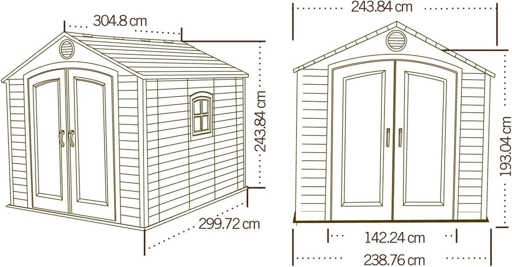LIFETIME 6405 Outdoor Storage Shed with Window, Skylights, and Shelving, 8 by 10 Feet