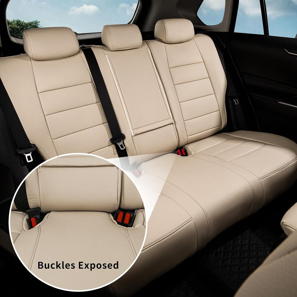 coverdream Tucson Car Seat Covers Custom Fit for 2022-2026 Hyundai Tucson Hybrid & PHEV(Not fit Gasoline) SUV,Waterproof Faxu Leather Seat Protector(Full Set,Beige)