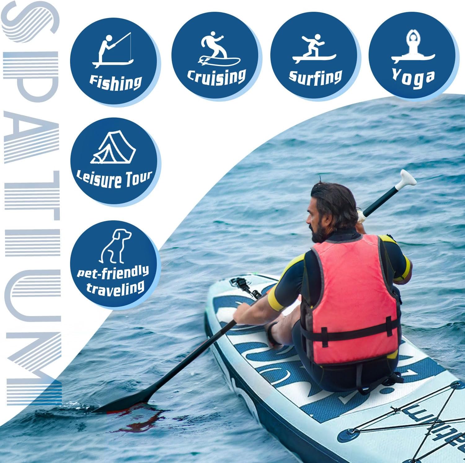 Spatium 11'5'x32' Magnetic Cup Holder Touring Paddle Board Stand Up Paddle Board for Adults,440lb Capacity SUP Board with Camera Mount for Youth & Adults of All Skill Levels