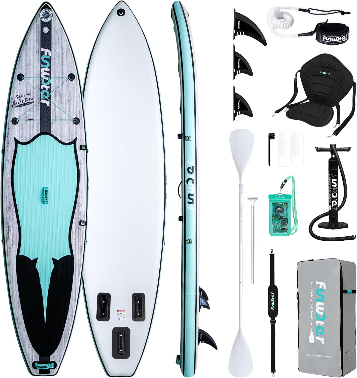 FunWater Inflatable Stand Up Paddle Board 10'6'/11'/11'6' Paddle Board for Adults & Youth, Paddleboards Inflatable with Premium SUP Accessories, Wide Stable, Non-Slip Comfort Deck
