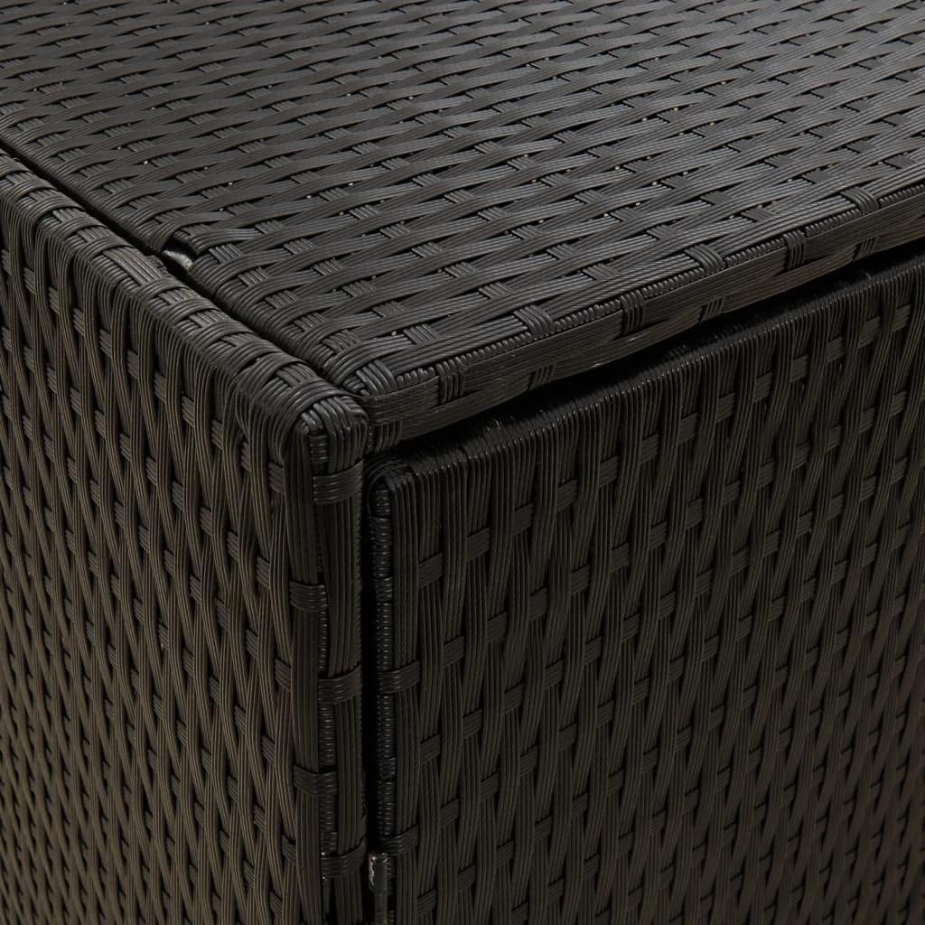 Black Modern Outdoor Garden Storage Cabinet Deck Box 78' x 31.5' x 21.9' Poly Rattan & Steel