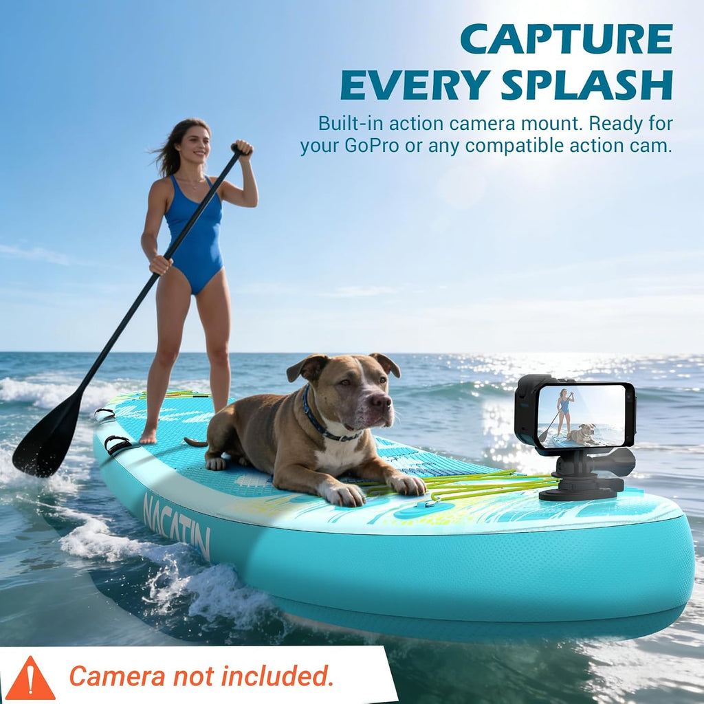 NACATIN Inflatable Stand Up Paddle Board,10'6'Upgrade Version Blow Up Paddle Boards for Adults with Premium SUP Accessories& Backpack,Adjustable Paddle,Camera Mount,Hand Pump, for Lake, River, Yoga
