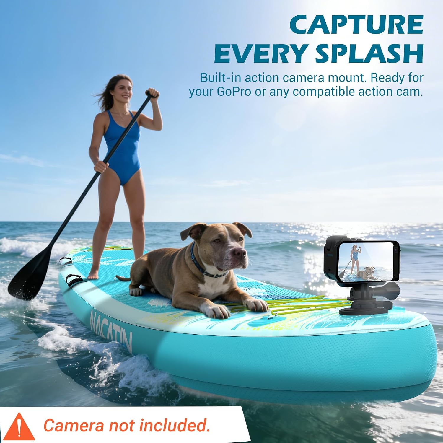 NACATIN Inflatable Stand Up Paddle Board,10'6'Upgrade Version Blow Up Paddle Boards for Adults with Premium SUP Accessories& Backpack,Adjustable Paddle,Camera Mount,Hand Pump, for Lake, River, Yoga