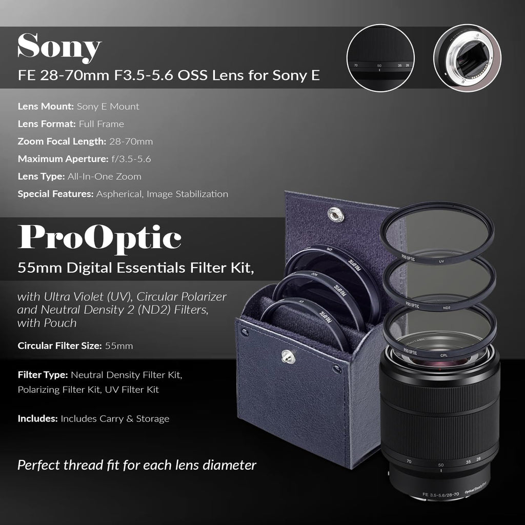 Sony Alpha a7 III Mirrorless Digital Camera with FE 28-70mm Lens - Bundle, Shoulder Bag, 64GB SD Card, Card Reader, SD Card Case, PC & Mac Software Kit, Extra Battery, 55mm Filter Kit