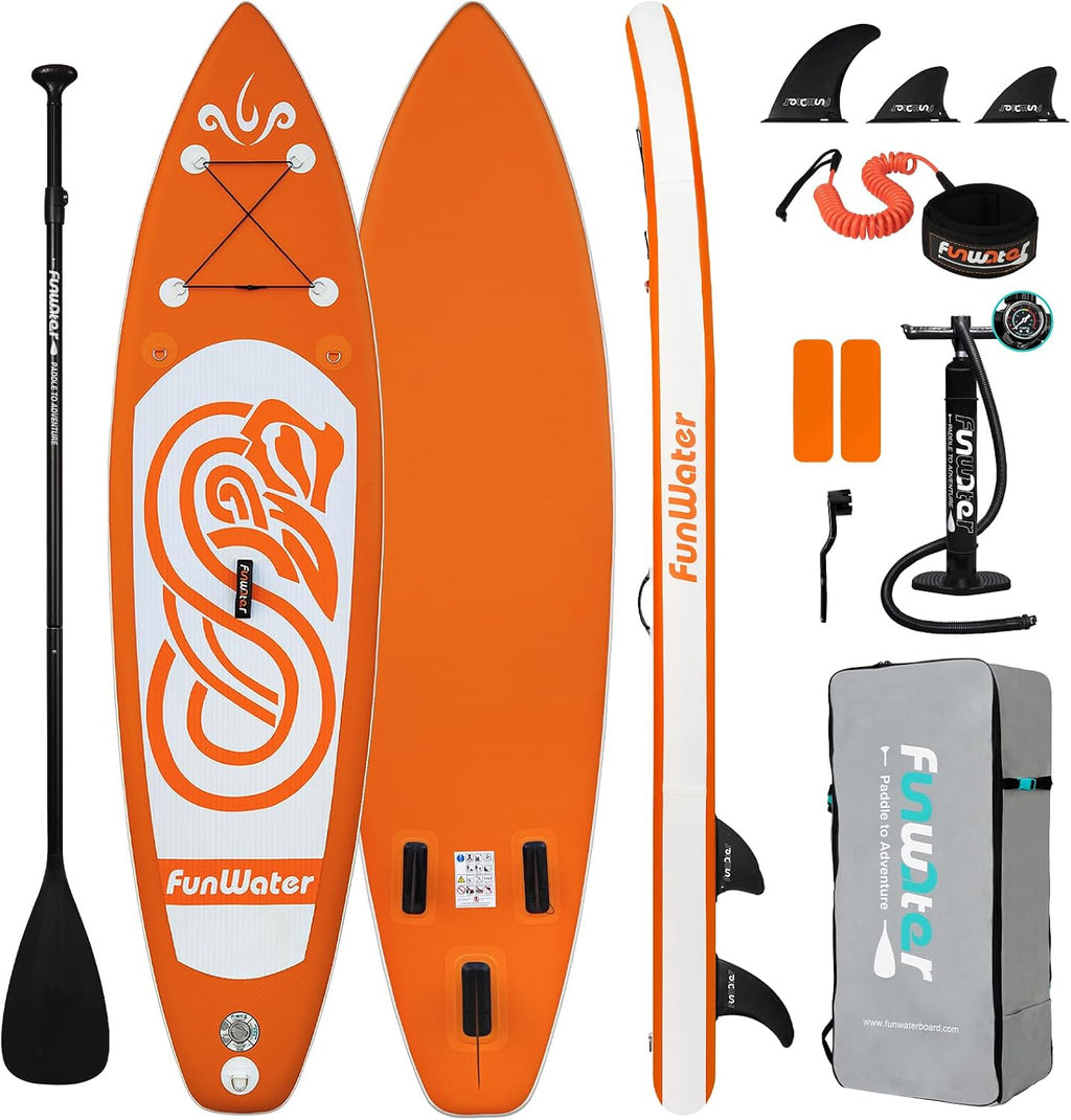FunWater 8'/10'/10'6'/11'6' Inflatable Stand Up Paddle Board with Premium SUP Paddleboard Accessories, Wide Stable Anti-Slip EVA Deck,Paddle Boards for Adults & Youth of All Skill Levels