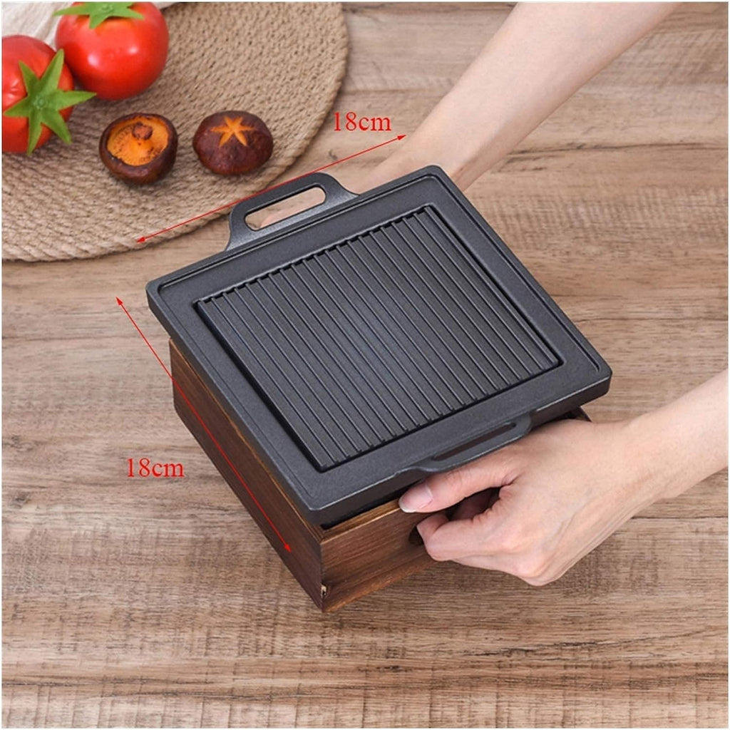 BBQ Grill Outdoor Tabletop Barbecue Grill For Garden Picnics Party Smokeless Portable Grill Korean Japanese Barbecue Grill Charcoal Oven Alcohol Stove Household Non-Stick Cooking Tools (18x18cm)
