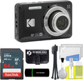 Kodak PIXPRO FZ55 Black 16MP Digital Camera 5X Optical Zoom 28mm Wide Angle 1080P Full HD Video 2.7' LCD Camera + 64GB Card and Reader + Memory Wallet + Tripod + Cleaning Bundle