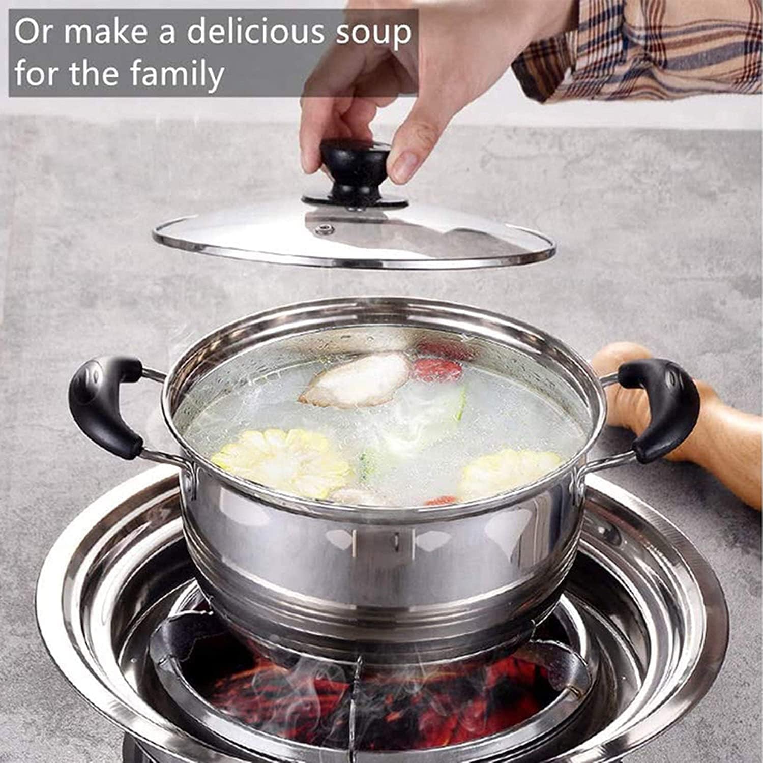 Safety Certification Multifunctional Charcoal Barbecue Grill Hot Pot Barbeque Grill Tabletop Korean BBQ Grill Household Smoker Grill for Outdoor/Indoor