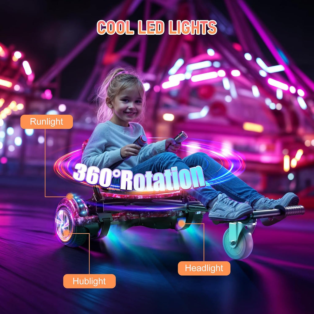 LIEAGLE Hoverboard, 6.5' Self Balancing Scooter Hover Board with Bluetooth Wheels LED Lights for Kids Adults