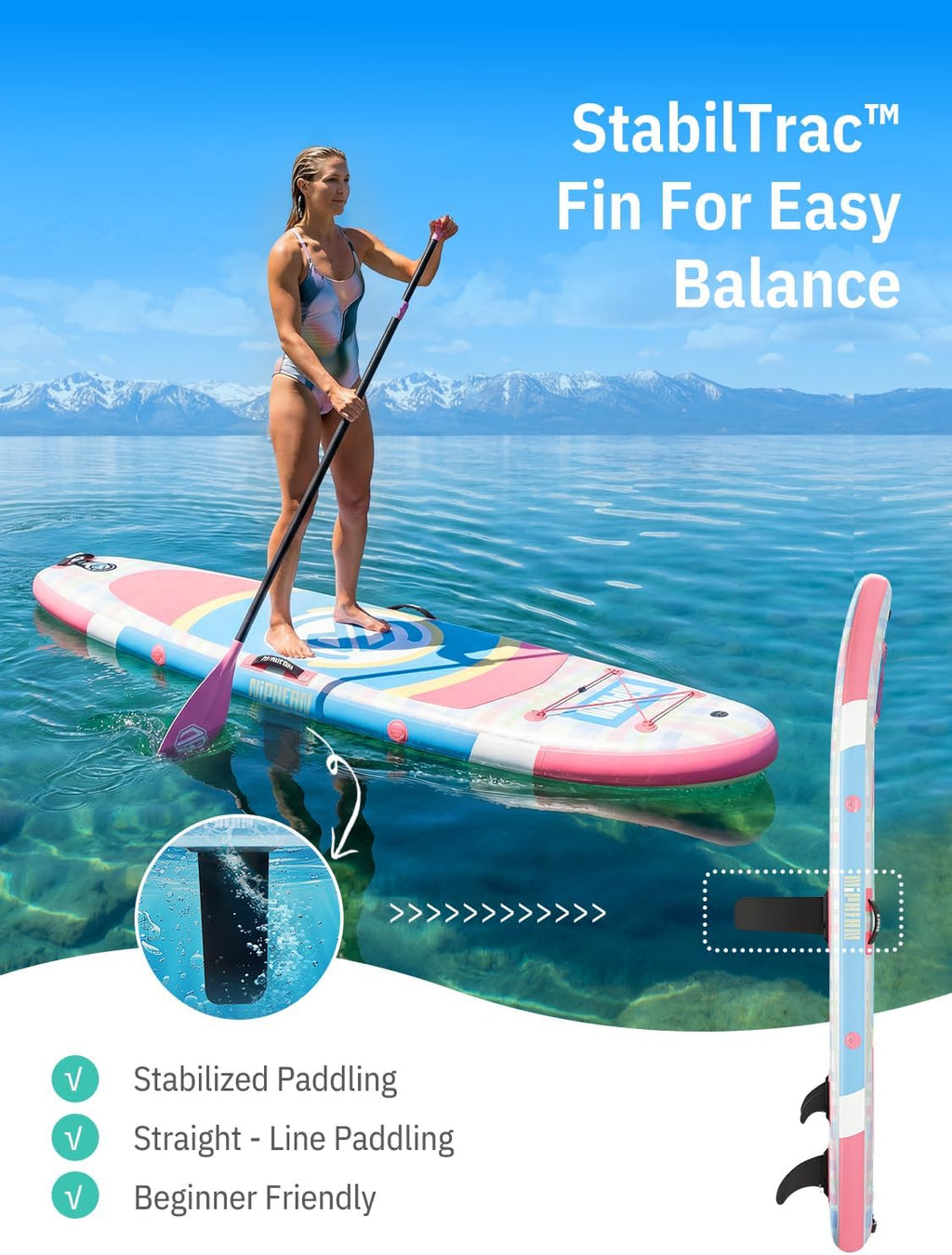 Niphean（Ultra-Light） Inflatable Paddle Board with StabilTrac Fin and Durable SUP Accessories, 10' Stand Up Paddle Boards for Adults & Youth, Versatile Yoga Paddle Board, Gift Ideas