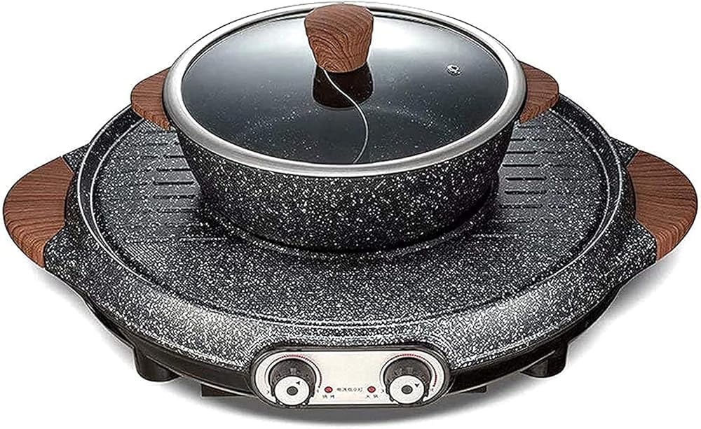 2100W Korean BBQ Electric Grill Multifunctional Indoor Hot Pot & Teppanyaki Grill with Intelligent Temperature Control and Divider for Family Gatherings