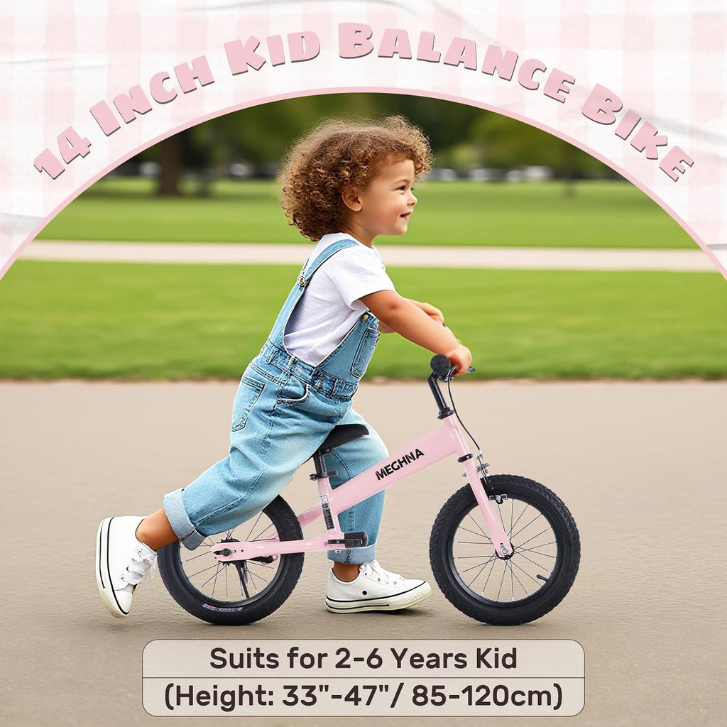 WEEROCK 2 in 1 Kid Bike and Balance Bike, 14 Inch Kids Bicycle and Balance Bikes for 2+ Years Boys Girls, Steel Frame, Front Calip Brake and Rear Coaster Brake for Children, Multiple Colors