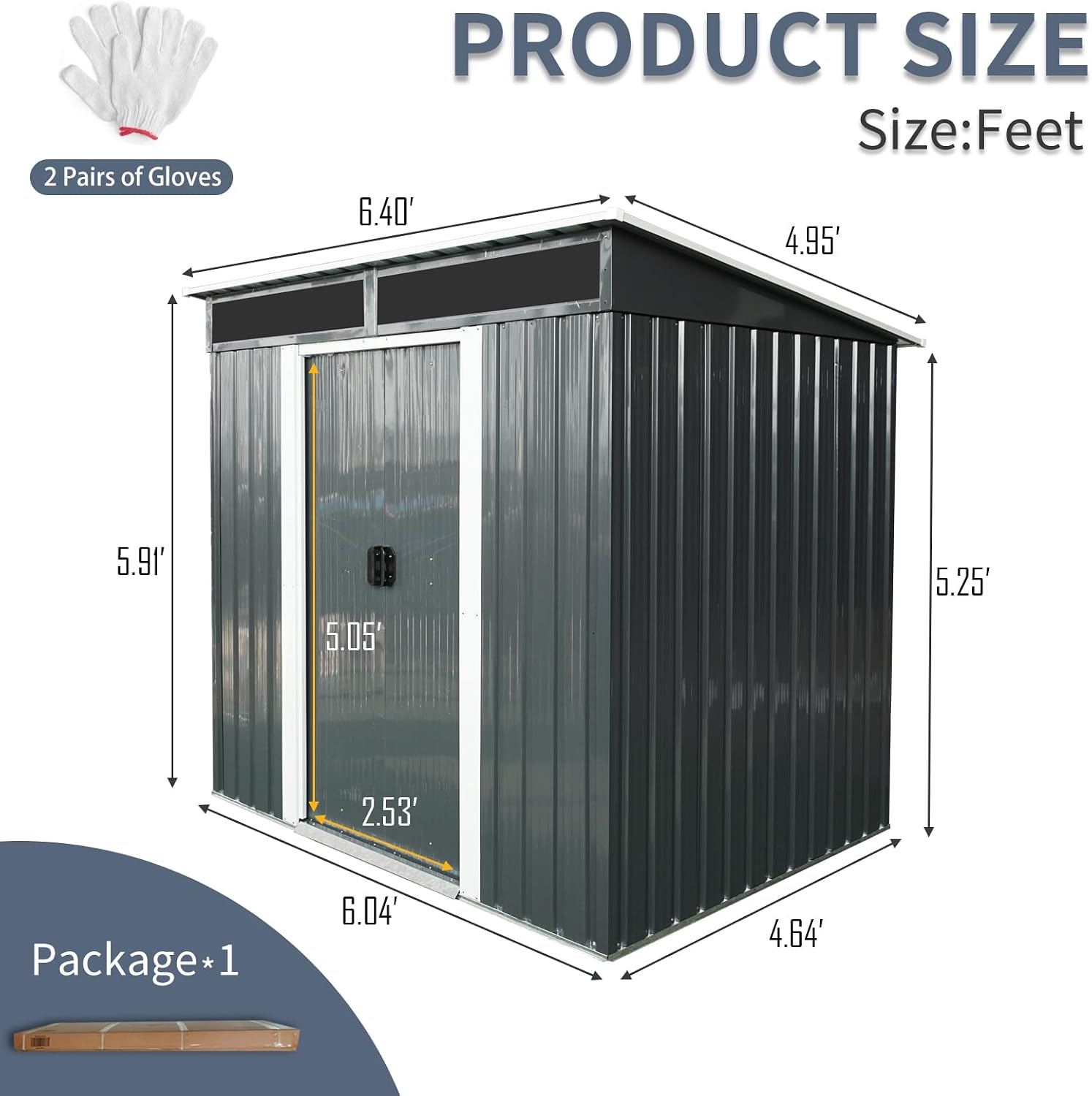 6x5 ft Outdoor Metal Storage Shed with Foundation Frame, Galvanized Steel Tool Shed with Lockable Sliding Door, Transparent Plate and Air Vent, Waterproof Garden Storage House for Backyard, Patio