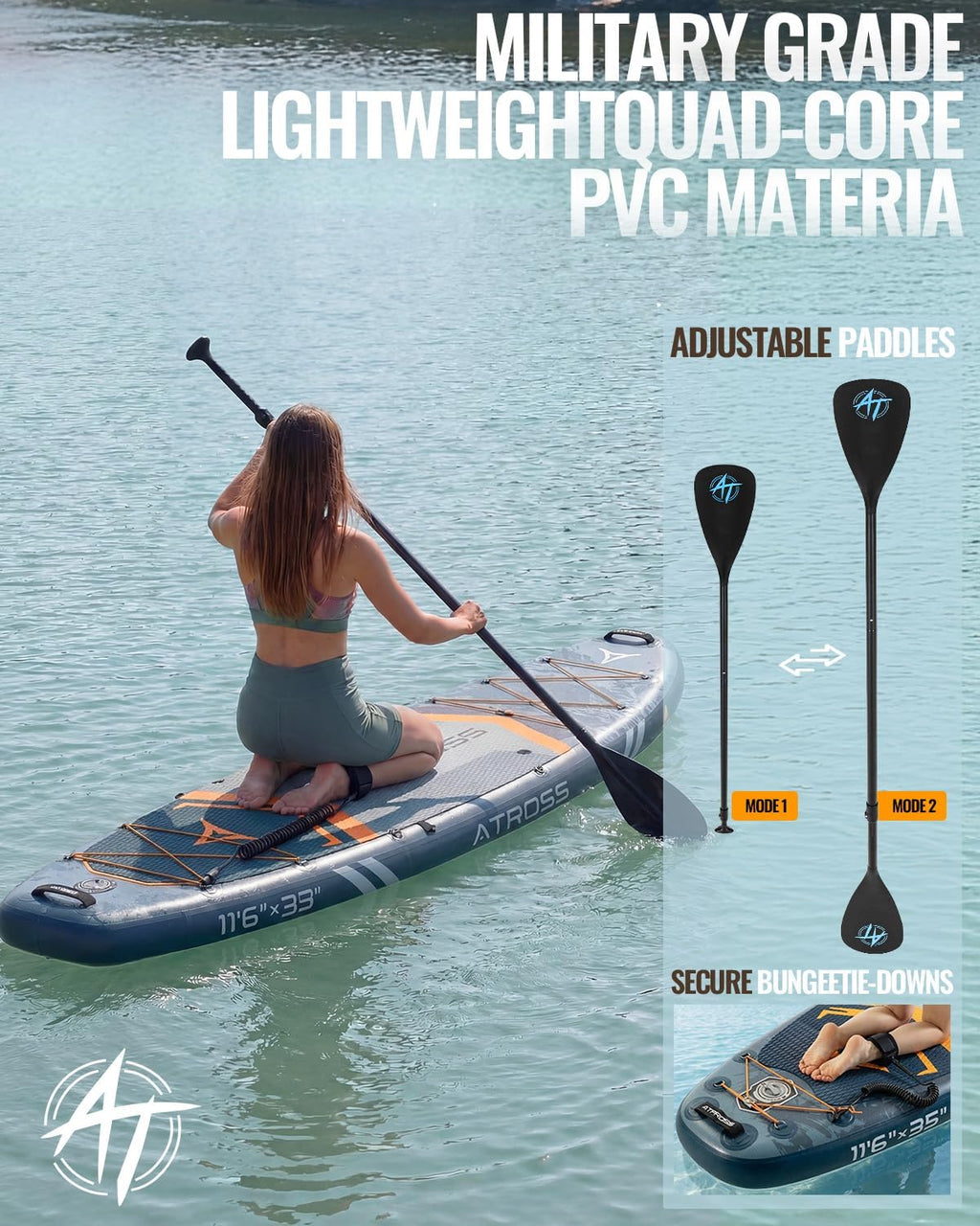 11'6'x35' Inflatable Paddle Board, 450lbs Extra Wide Stand Up Paddleboard for Adults with Premium SUP Accessories Kit & Backpack, Blow Up Kayak Non-Slip Stable Deck Boat for Yoga Fishing Surf