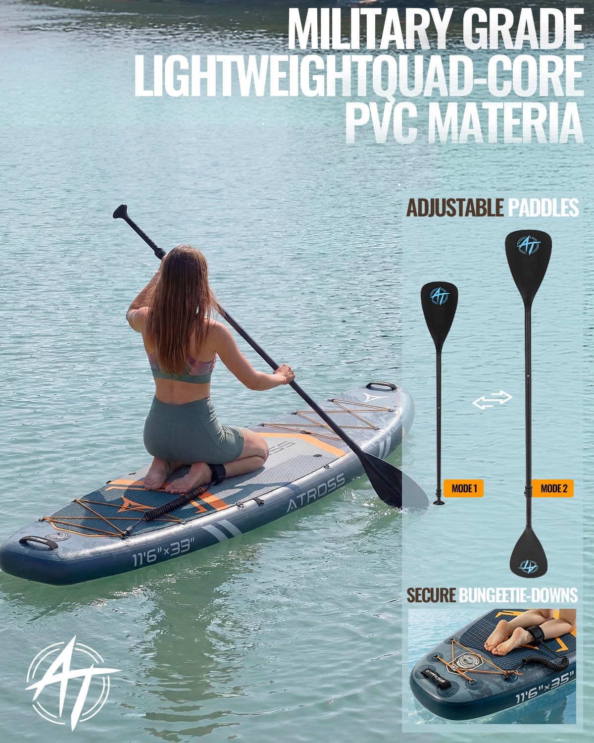 11'6'x35' Inflatable Paddle Board, 450lbs Extra Wide Stand Up Paddleboard for Adults with Premium SUP Accessories Kit & Backpack, Blow Up Kayak Non-Slip Stable Deck Boat for Yoga Fishing Surf