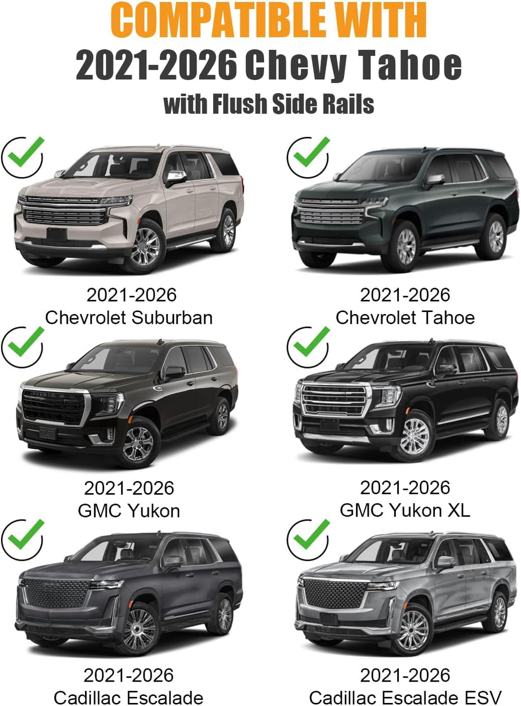 KINGGERI 330lb Lockable Roof Rack Cross Bars Compatible with 2021-2026 Chevy Tahoe & Suburban, GMC Yukon XL, Cadillac Escalade ESV with Flush Side Rails, Heavy Duty Rooftop Aluminum Accessories