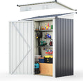 Quictent 5x3 FT Outdoor Storage Shed, Metal Garden Tool Shed with 2-Way Sloping Roof & 28' Wide Lockable Door, Waterproof Galvanized Steel for Backyard Garden Patio Lawn, Dark Gray