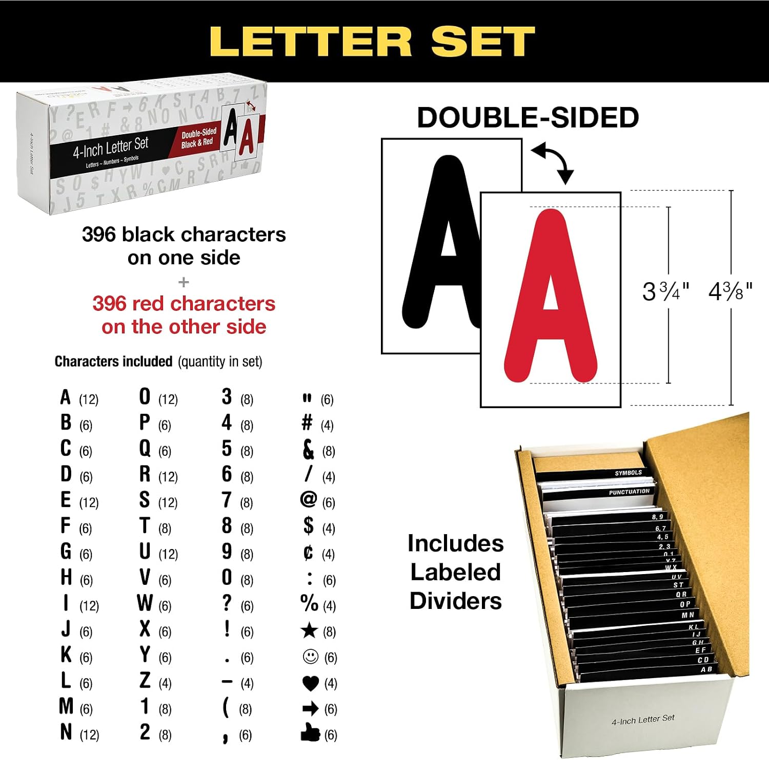 Swinging Changeable Message Sidewalk Sign: 24' x 36' Sign with 792 Pre-Cut Double Sided Letters and Storage Box. Includes Black Board & Letter Board (Granite Color Legs)
