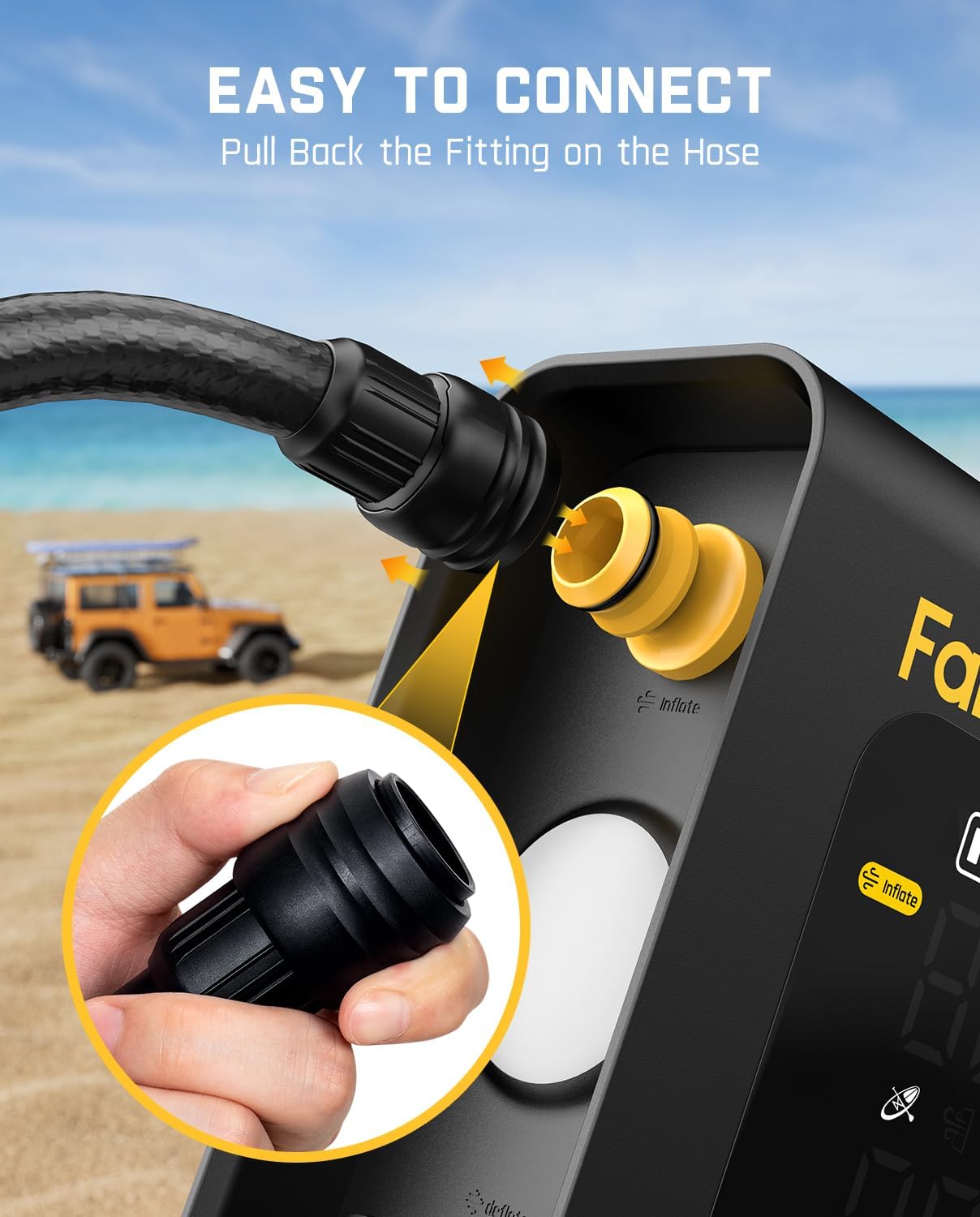Fanttik X9 Cross 4X Portable Tire Inflator, Paddle Board Pump | Max 75PSI with Auto-Off, Deflation | Air Pump with Light and Power Bank | Fastlink for SUP, Car, Motorcycle, Board, Kayak, Tent etc.