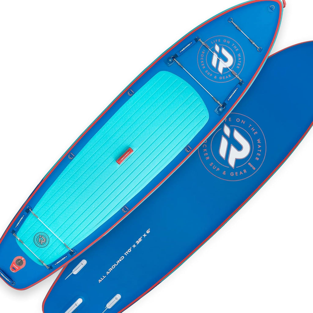 iROCKER All Around 11 7.0 Inflatable Stand Up Paddle Board Premium SUP and Accessories - Made for All Skill Levels - Speed and Stability