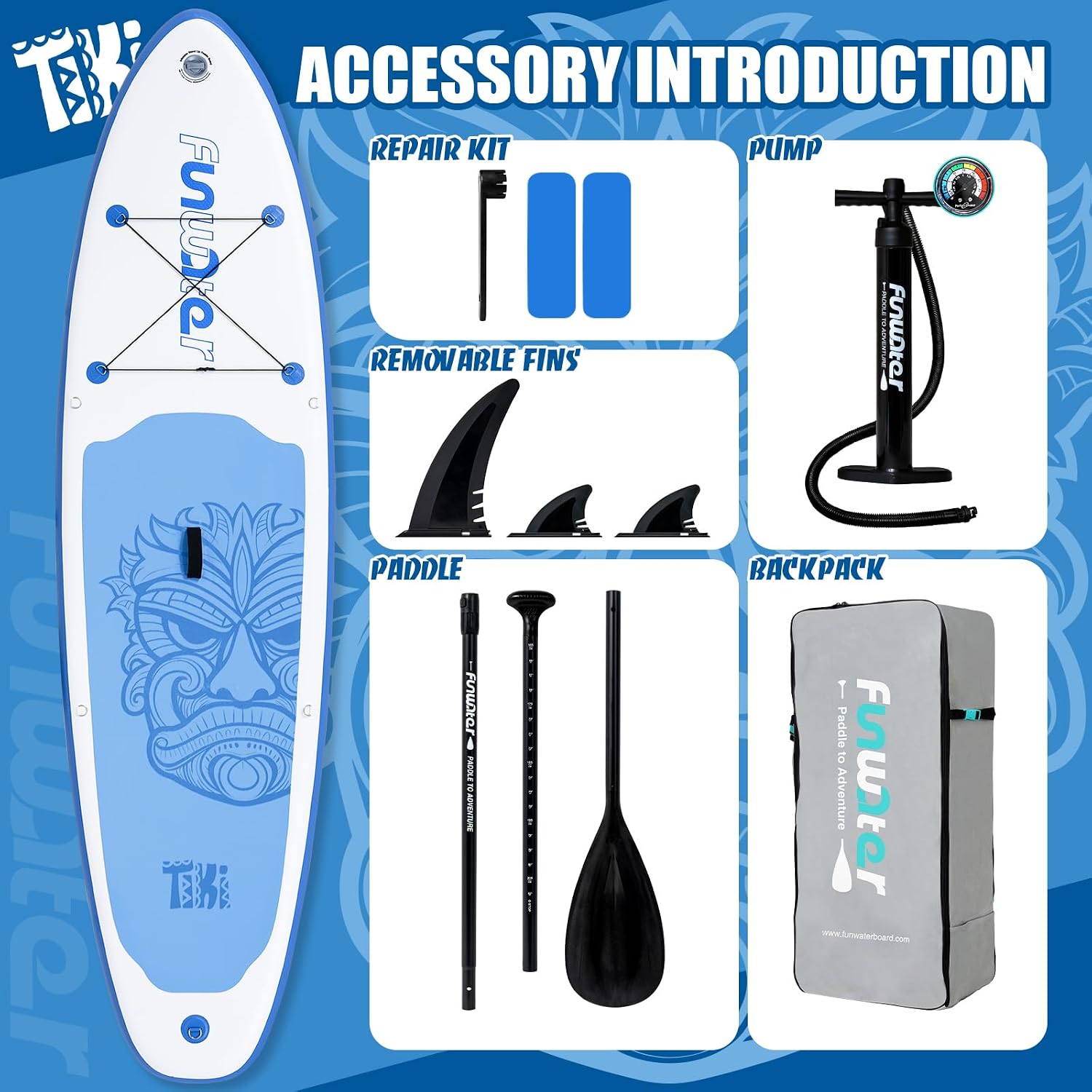 FunWater Inflatable Ultra-Light Stand Up Paddle Board for All Skill Levels with Premium SUP Paddleboard Accessories,Non-Slip Comfort Deck for Youth & Adults