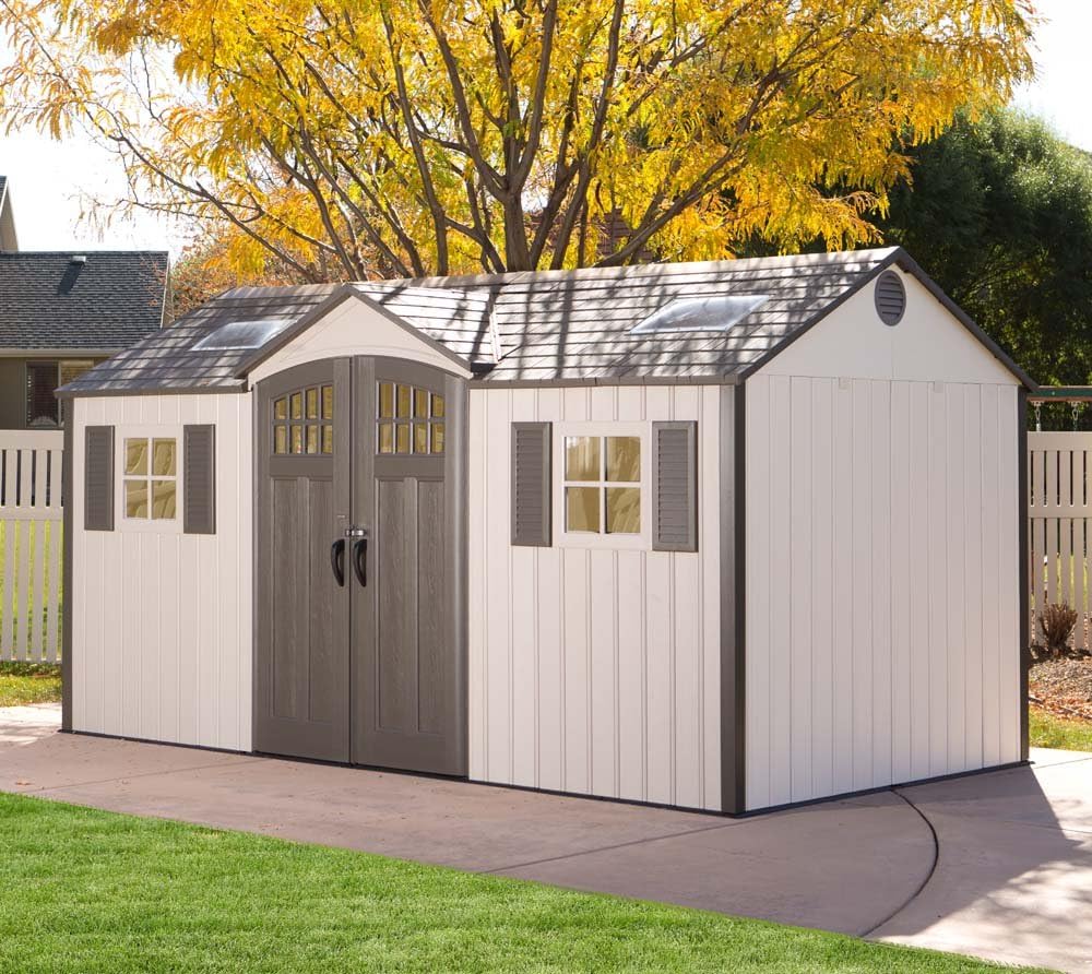Lifetime 60138 Outdoor Storage Shed, Desert Sand, 15 x 8 Feet