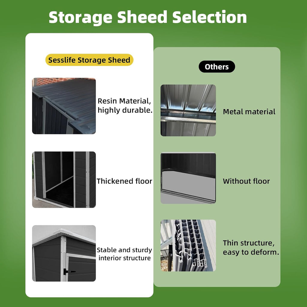 Outdoor Storage Shed 6 x 4.4 FT, Heavy-Duty Resin Tool Shed with Reinforced Floor, Lockable Door & Vent, Weather-Resistant Garden Shed for Lawn Equipment & Bikes (Dark Gray)