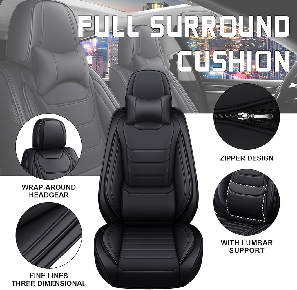 Car Seat Cover Full Set for Toyota Grand Highlander Seat Covers 2024-2025, Nappa Leather Waterproof Seat Covers For Cars, Airbag Compatible, Universal Automotive Seat Covers(Luxury Full Set/Black)