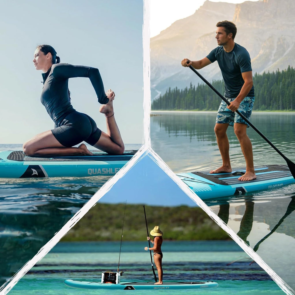 Quashley Inflatable Stand Up Paddle Board,Inflatable Paddleboards 32/34 Inch Wide,All Around SUP for Beginners with Lightweight Paddle,Hand Pump,Backpack,Leash,Durable & Portable iSUP Board