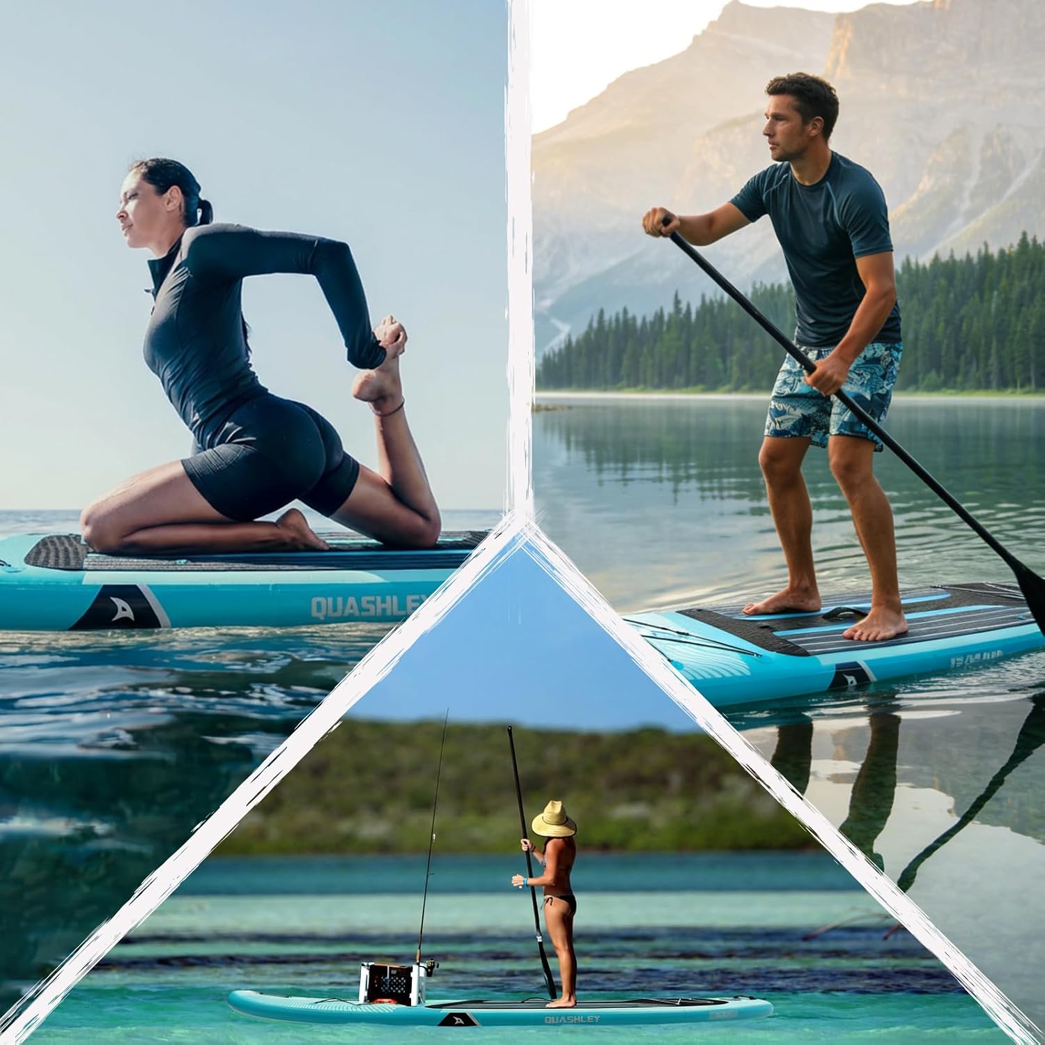 Quashley Inflatable Stand Up Paddle Board,Inflatable Paddleboards 32/34 Inch Wide,All Around SUP for Beginners with Lightweight Paddle,Hand Pump,Backpack,Leash,Durable & Portable iSUP Board