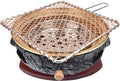 BBQ Barbeque Barbecue Grill, BBQ, Top Korean Smokeless Charcoal Dragon Pattern Cast Iron Grill, Stainless Steel Striped Plate, 18 Styles (Color : Q)