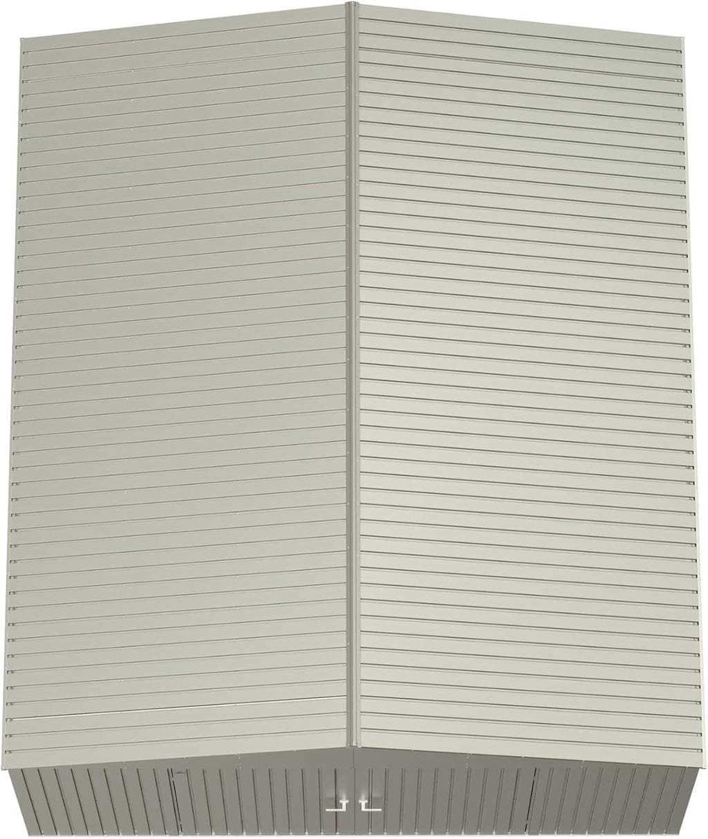 Arrow Shed Elite 14' x 16' Tall Outdoor Steel Storage Shed with High Gable and Lockable Doors Storage Building, Cool Grey