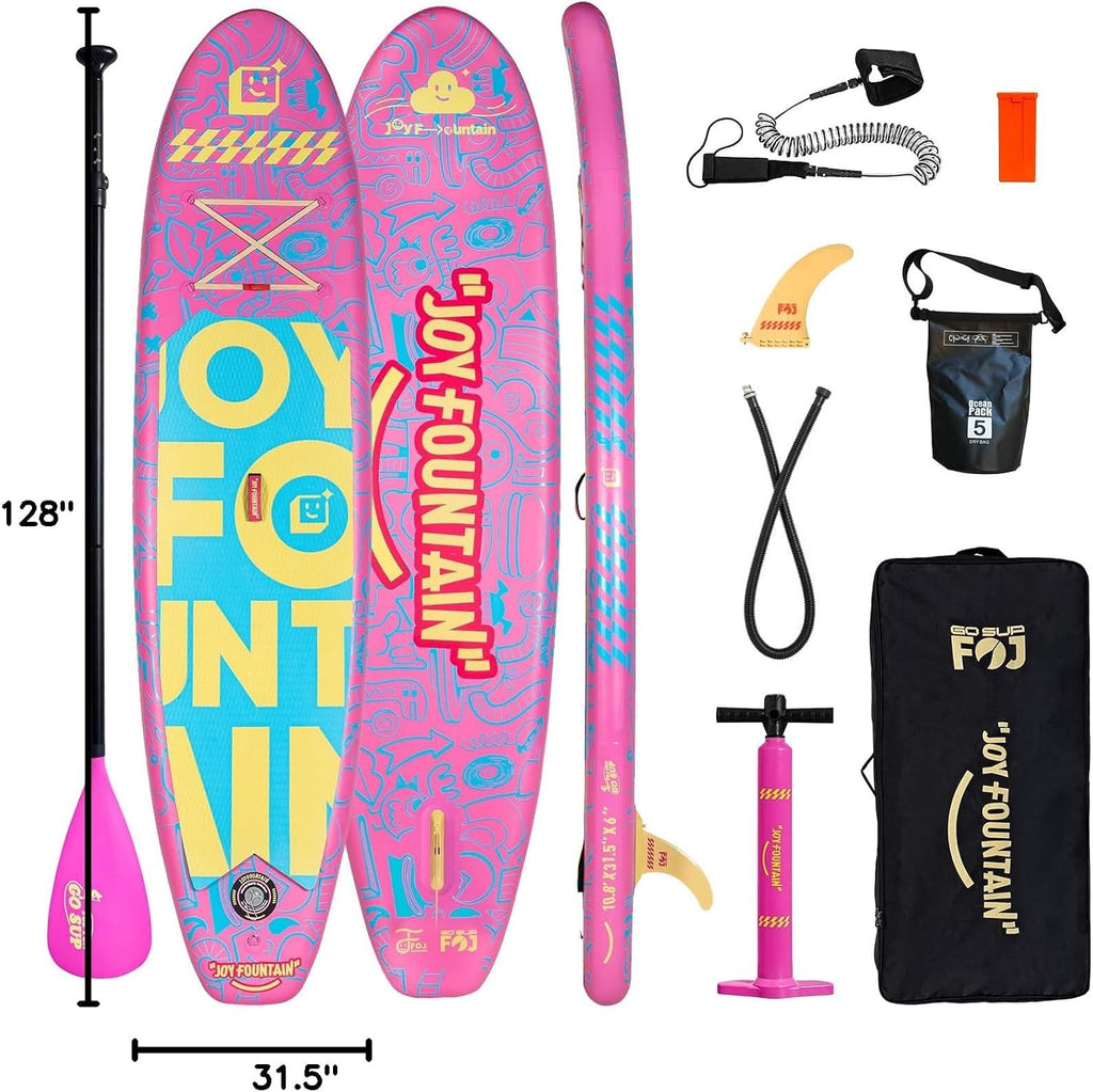 Inflatable Paddle Board,10.8'x31.5'x6' Stand Up Paddle Boards,Premium SUP Board Paddle with Removable Fin, Floating Paddle, Hand Pump, Waterproof Bag for Adults & Youth