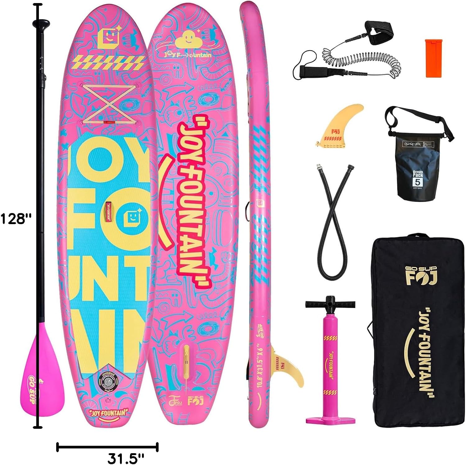 Inflatable Paddle Board,10.8'x31.5'x6' Stand Up Paddle Boards,Premium SUP Board Paddle with Removable Fin, Floating Paddle, Hand Pump, Waterproof Bag for Adults & Youth