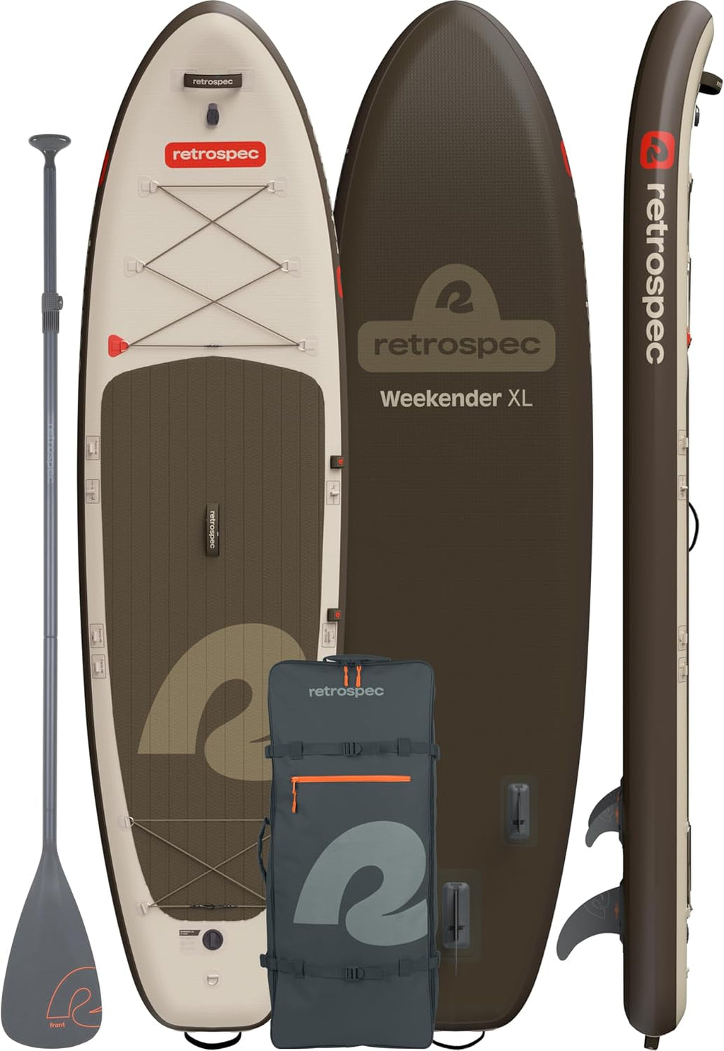 Retrospec Weekender XL Inflatable Paddle Board - Lake Essentials SUP with 400lb Capacity - Wide 11' x 35' x 8' All-Around Board for Fishing & Touring - Complete Kit with Paddle, Pump & Backpack
