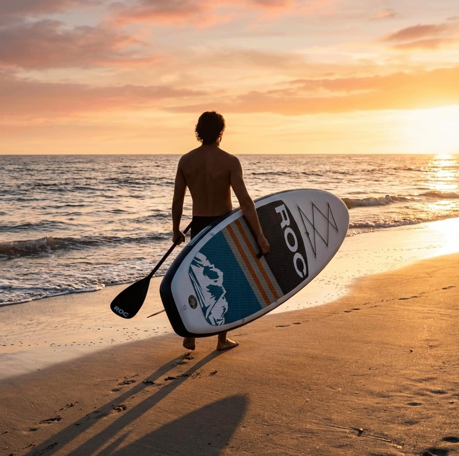 Roc Inflatable Stand Up Paddle Board with Premium SUP Paddle Board Accessories, Wide Stable Design, Non-Slip Comfort Deck for Youth & Adults