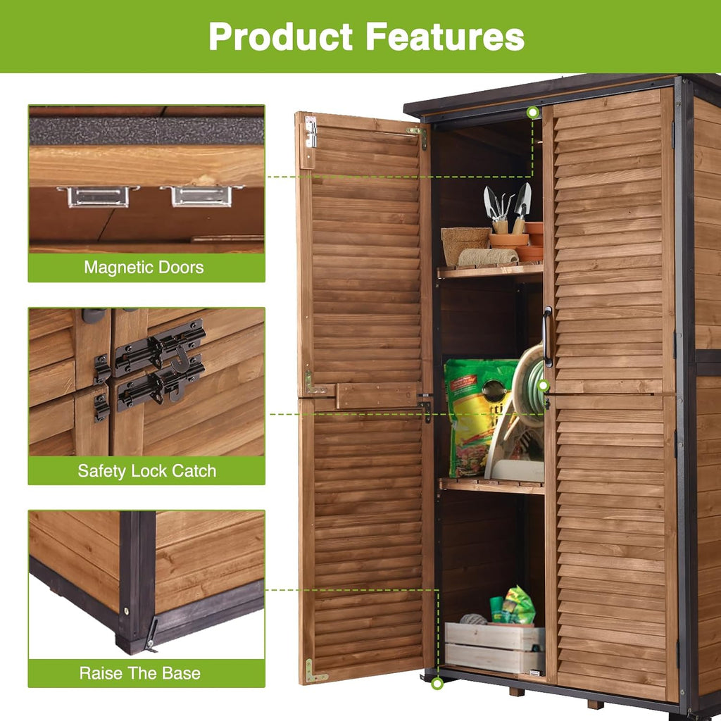 Outdoor Storage Shed with Floor - Strong Metal Frame, Adjustable Shelves, Ventilated Blinds - Ideal for Garden Tools & Outdoor Storage Cabinets Waterproof - Best in Sheds