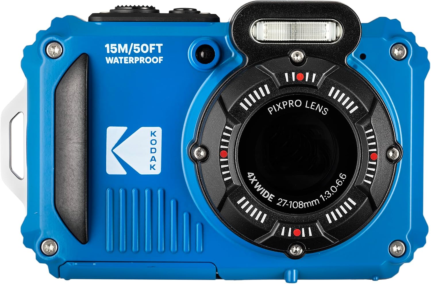 Kodak PIXPRO WPZ2 Digital Camera (Blue) | Waterproof, Shockproof & Dustproof Camera with 16MP Sensor, 1080p Video & 4X Optical Zoom | Travel & Outdoor use + 2X 32GB Card + Vlogger Tripod + Bag + More