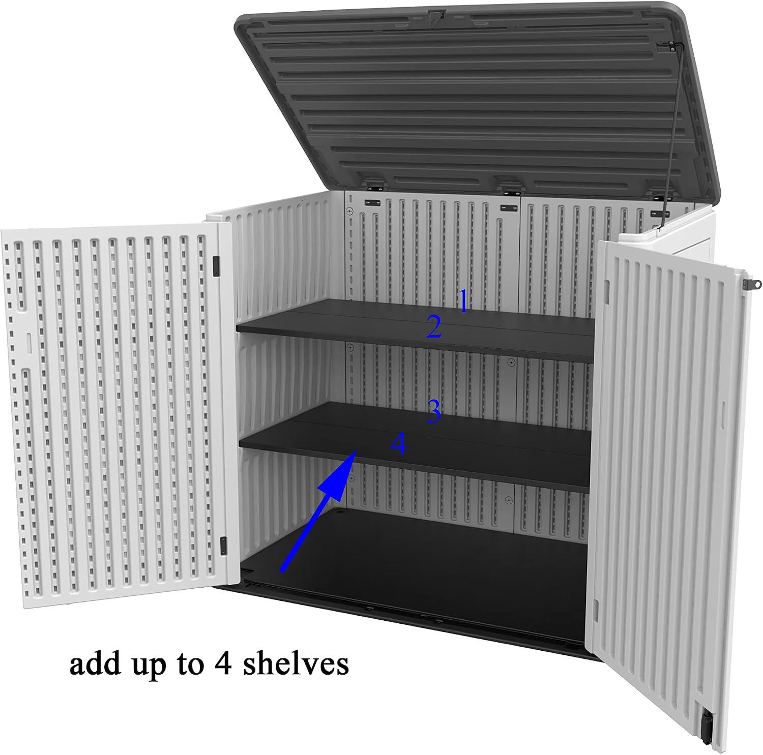 Mrosaa Large Horizontal Storage Sheds,38 cu.ft. Outdoor Storage Box for Garden,Patio and Backyard,Customized Shelves &Lockable(Off White)