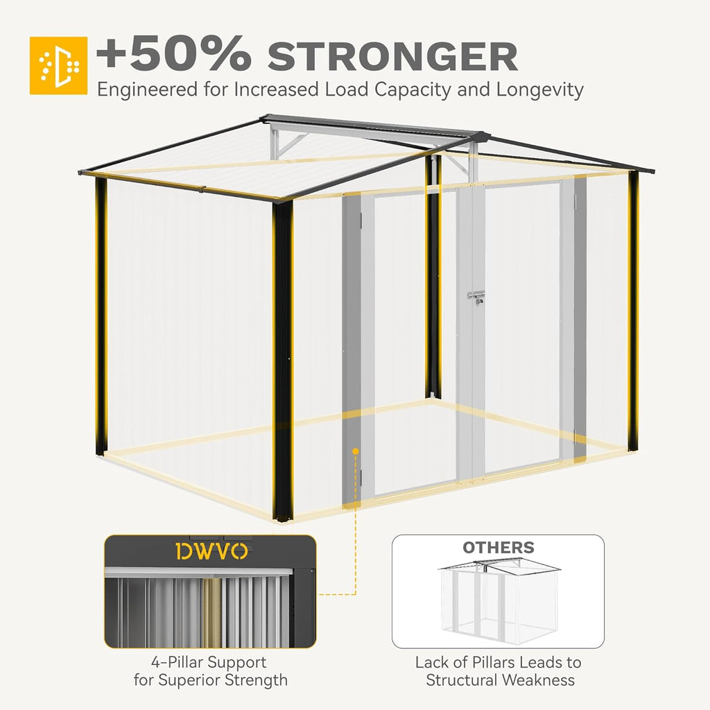 DWVO 7'x5' Large Metal Outdoor Storage Shed, Heavy Duty Tool Storage Sheds for Backyard Patio Lawn - Ideal for Bicycles, Garden Tools, and Lawn Equipment, Easy-to-Assemble, Dark Gray