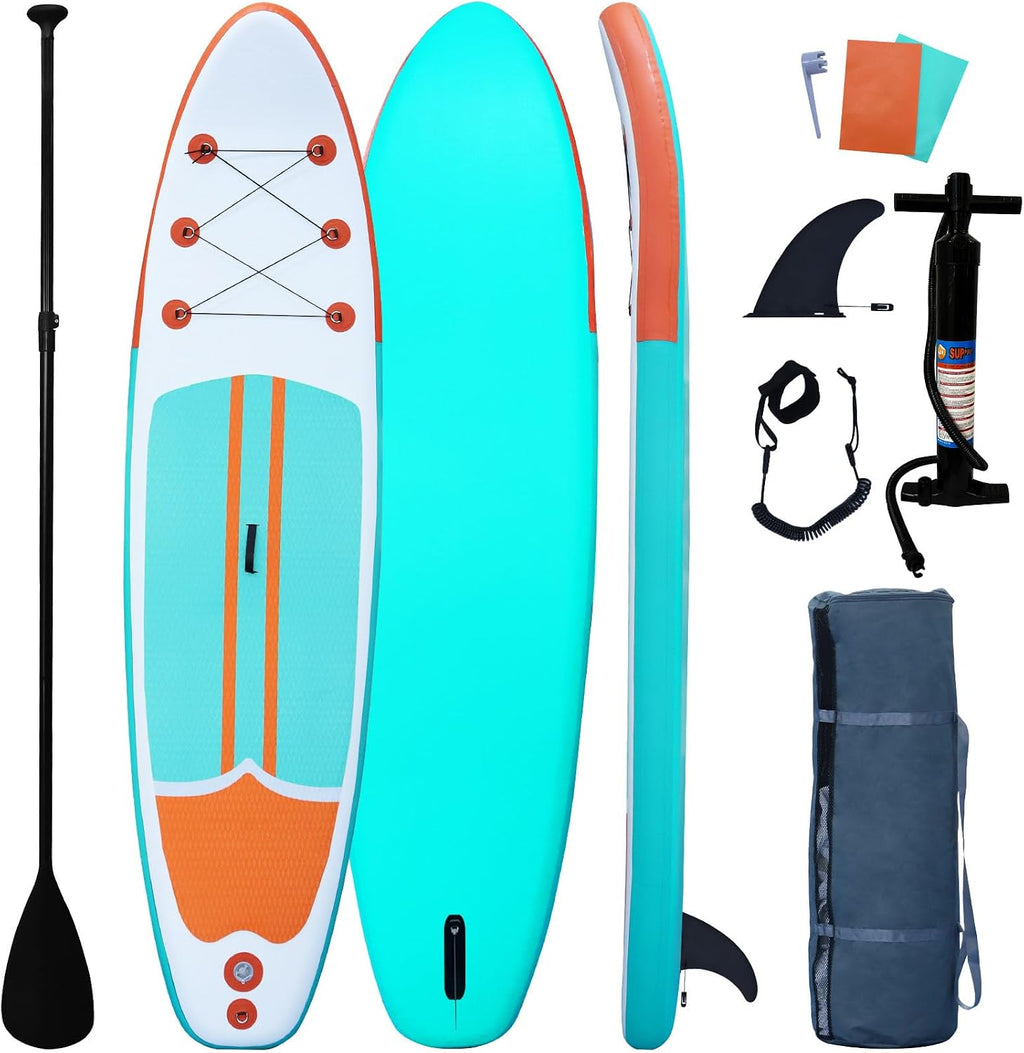 XHYCPY Inflatable Paddle Boards Stand Up Paddleboard Wide Stable with Premium SUP Paddle Board Accessories for All Skill Levels with Fins, Adjustable Paddle, Pump, Backpack, Leash