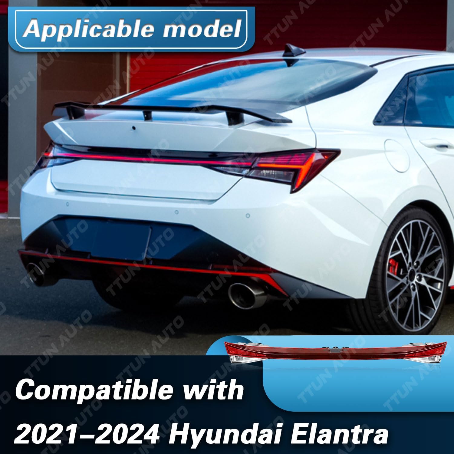 Compatible with 2021-2025 Hyundai Elantra SE/SEL Raer Center Tail Light with Halogen Bulb,92409-AB010