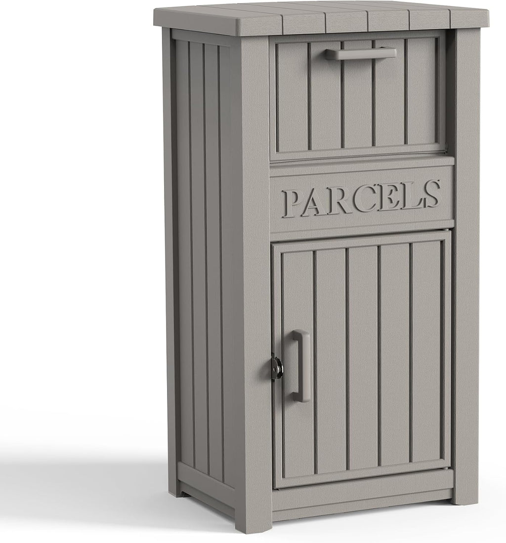 Large Package Delivery Boxes for Outside Waterproof Parcel Drop Storage Box UV Resistant Resin Lockable Secure for Outdoor Porch Patio (Grey-2)
