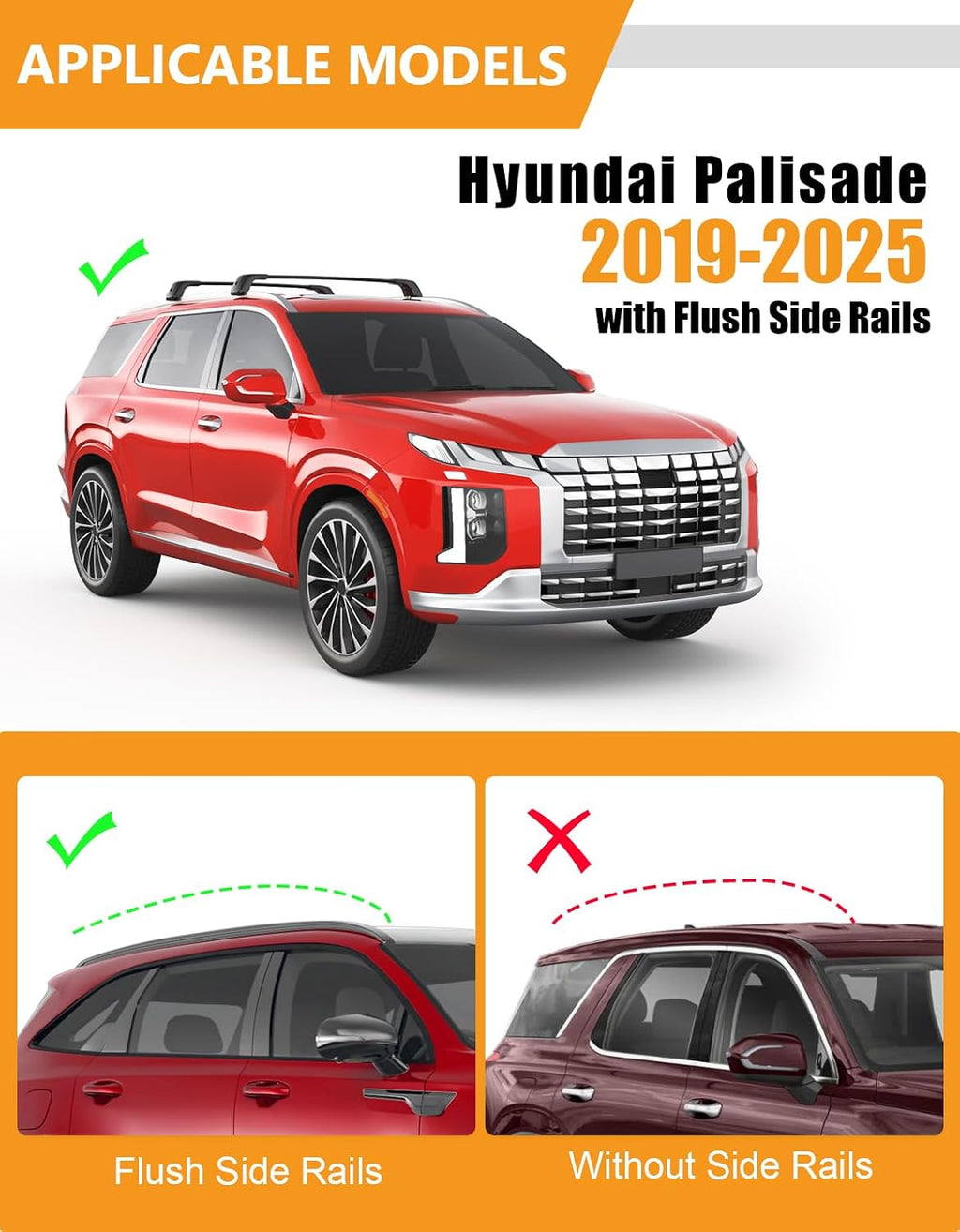 KINGGERI 330lbs Lockable Roof Rack Cross Bars Compatible with Hyundai Palisade 2019-2025 SE SEL XRT Limited Calligraphy, Heavy Duty Anti-Theft Aluminum Rails Crossbars Cargo Carrier Bag