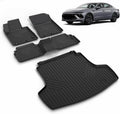 All Weather Car Floor Mats & Cargo Liner Set Fit for Kia K5 2021-2025 2026 (Only FWD Models) or for Hyundai Sonata/Sonata Hybrid 2020-2026 Floor Liners Trunk Liner Cargo Mat Accessories Black