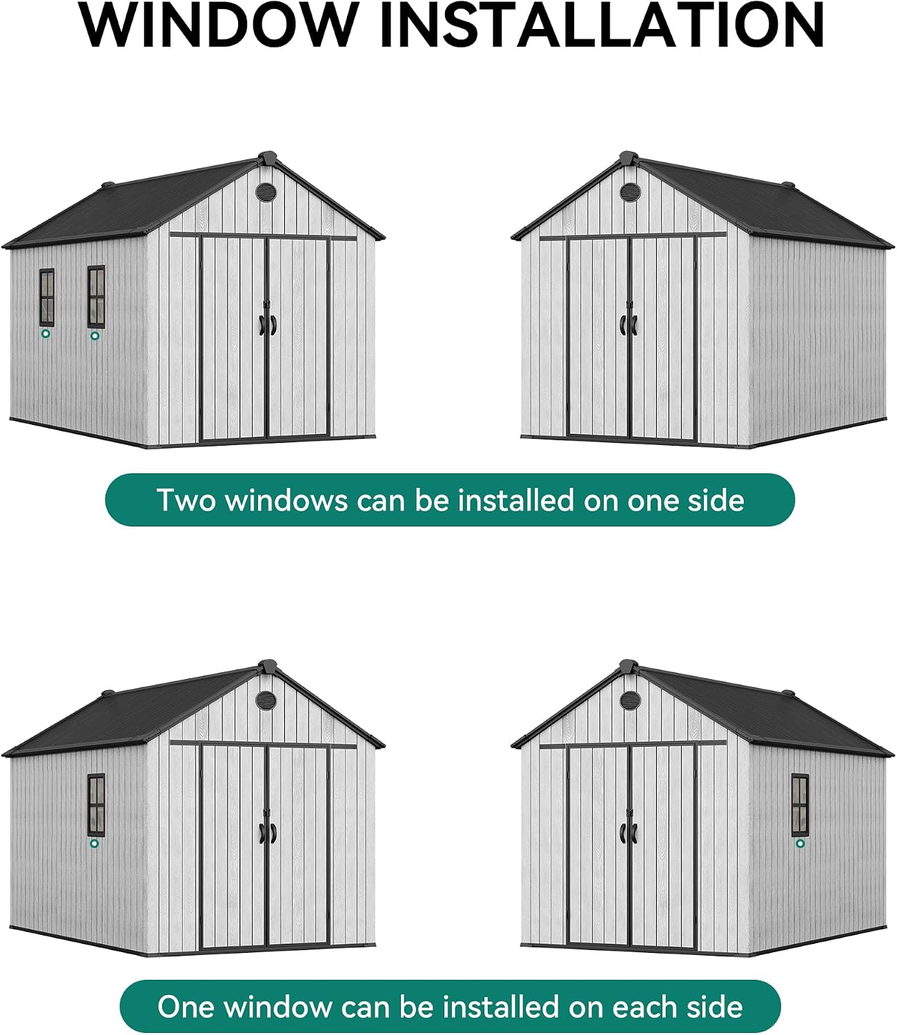 YITAHOME 8x10 FT Outdoor Storage Shed with Floor, Extra Thick Plastic Garden Shed for Bikes Tools Supplies, Waterproof Resin Shed with Lockable Doors, 2 Vision Windows & Vents for Patio, Gray