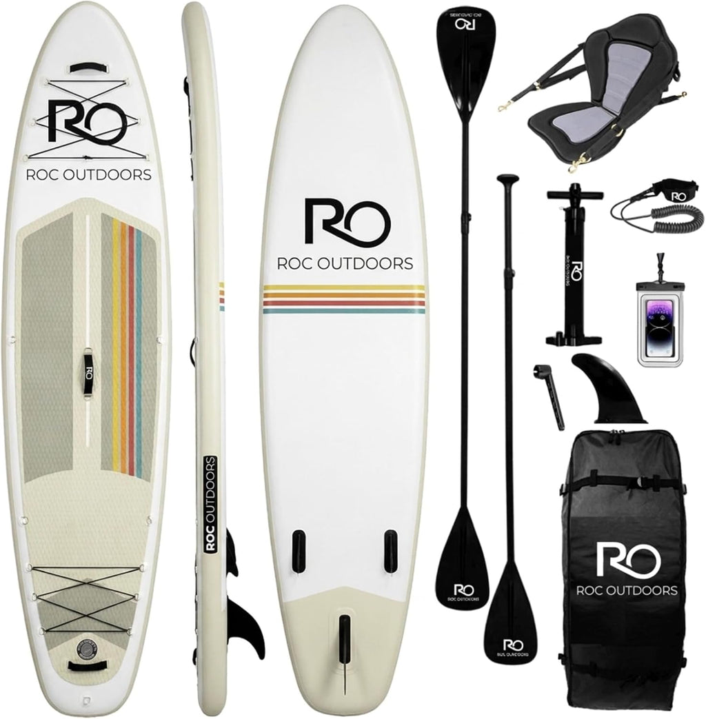 Roc Inflatable Stand Up Paddle Board 10' 6' with Premium SUP Paddle Board Accessories, Wide Stable Design, Non-Slip Comfort Deck for Youth & Adults