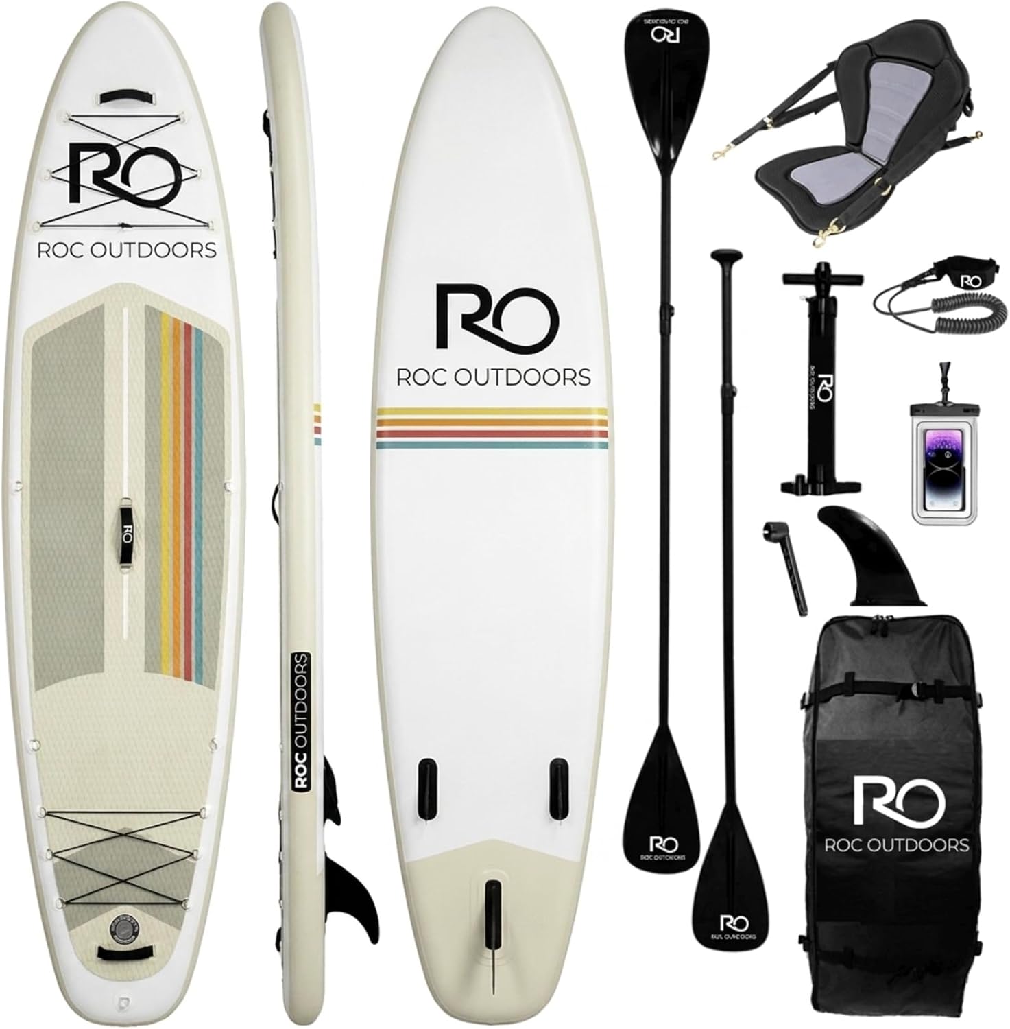 Roc Inflatable Stand Up Paddle Board 10' 6' with Premium SUP Paddle Board Accessories, Wide Stable Design, Non-Slip Comfort Deck for Youth & Adults